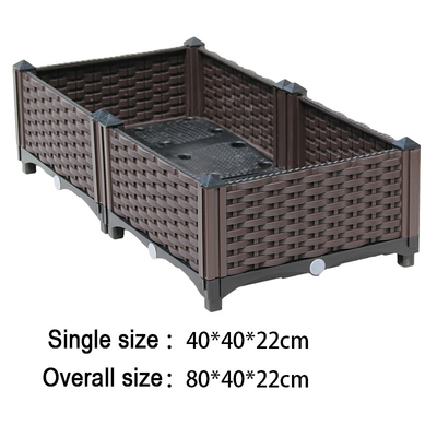 Angehobener Plastikpflanzer des Haushalts-80*40*22CM Brown packt Rechteck-europäische Art ein