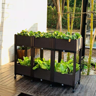 Insekten-Beweis-speicherbare angehobene pflanzende Plastikbetten Herb Planter Box On Wheels